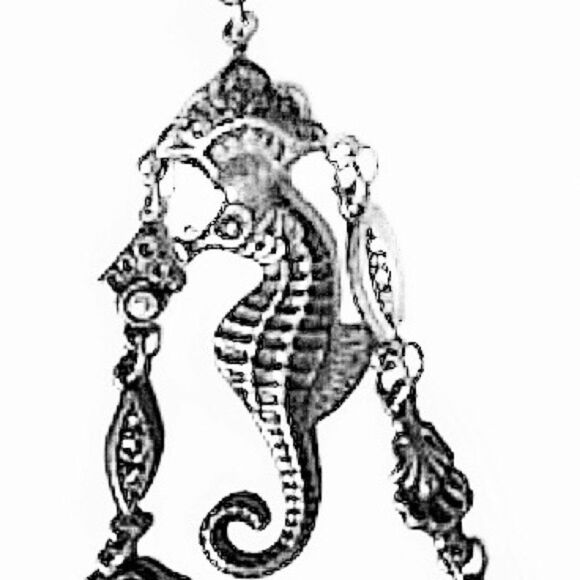 Banana Bob under the sea theme chandelier earrings ox silver Swarovski crystal - Picture 2 of 5